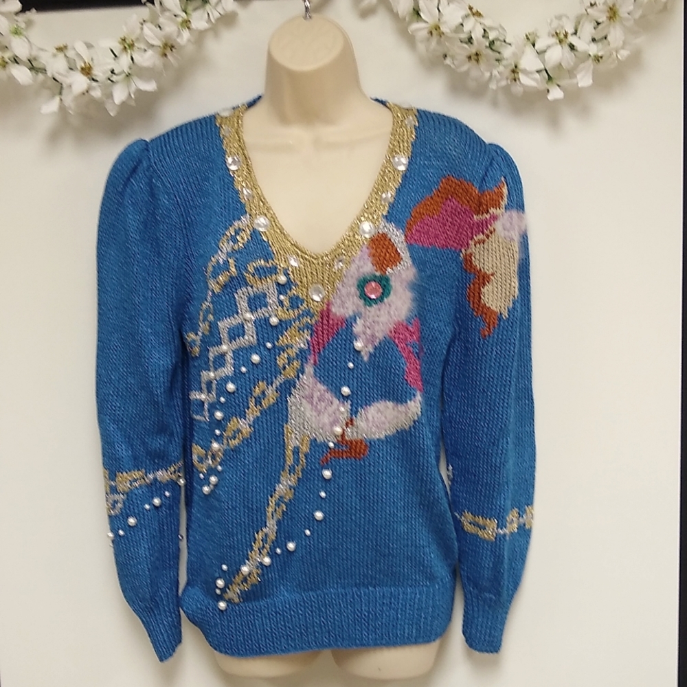 Beautiful Beaded Nannell  Sweater M
